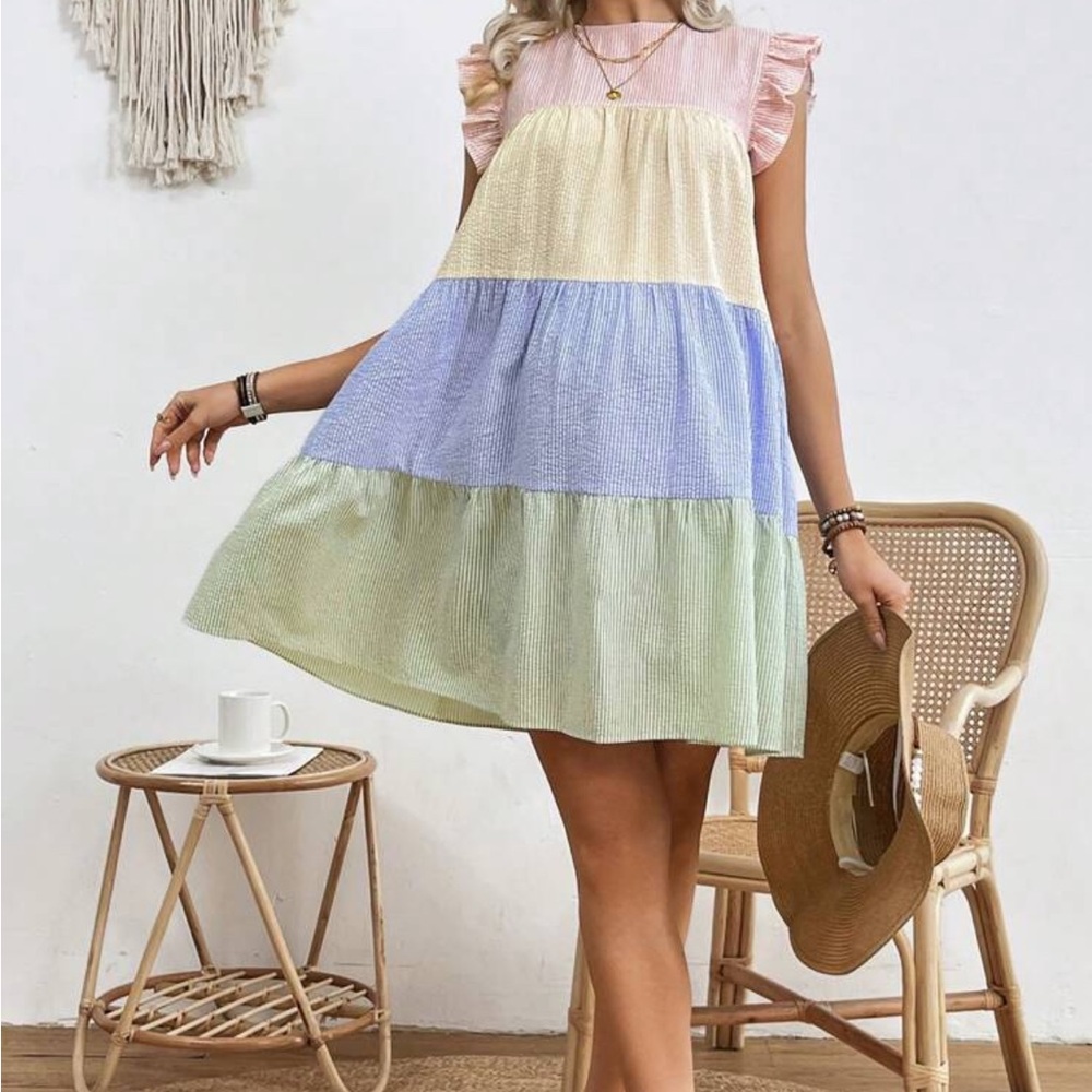 Colorblock Maternity Summer Dress